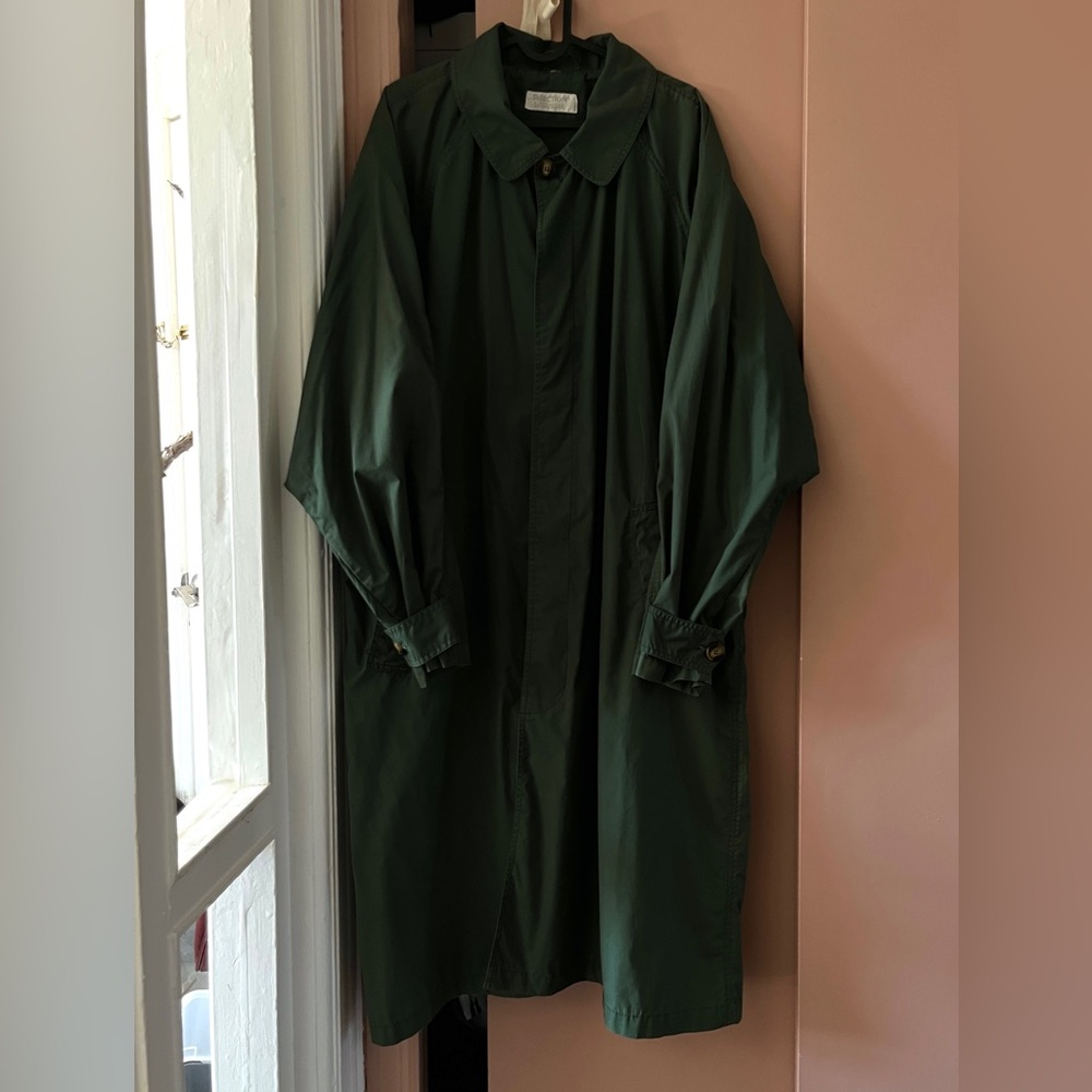 Vintage 90s Hunter Green Trench Coat